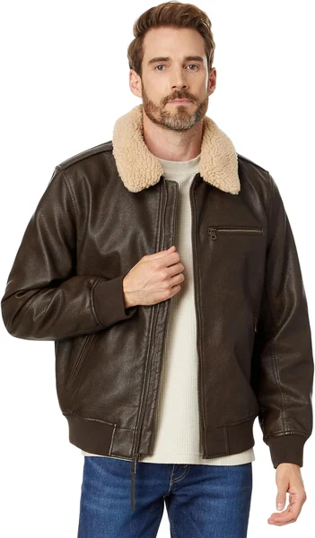 Faux Leather Bomber Jacket