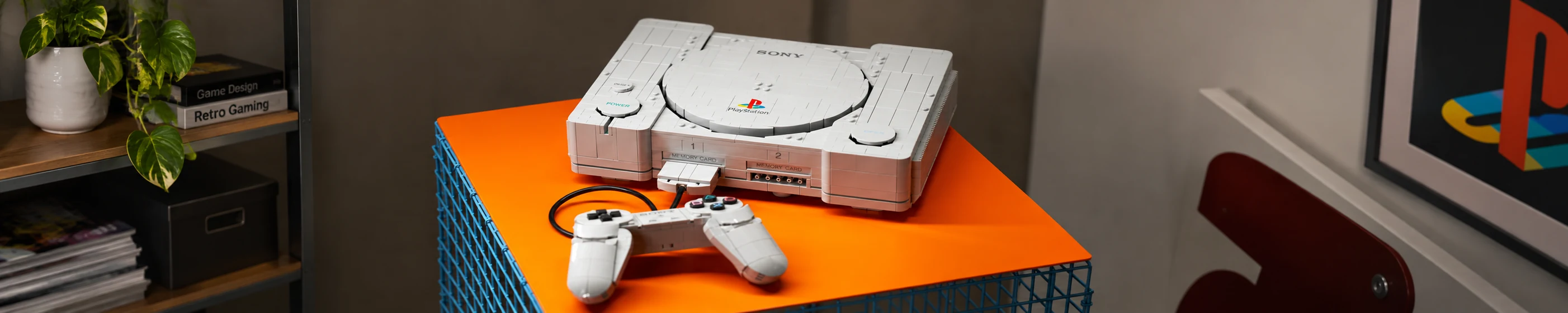 LEGO PlayStation 1 set (72306) in an interior setting