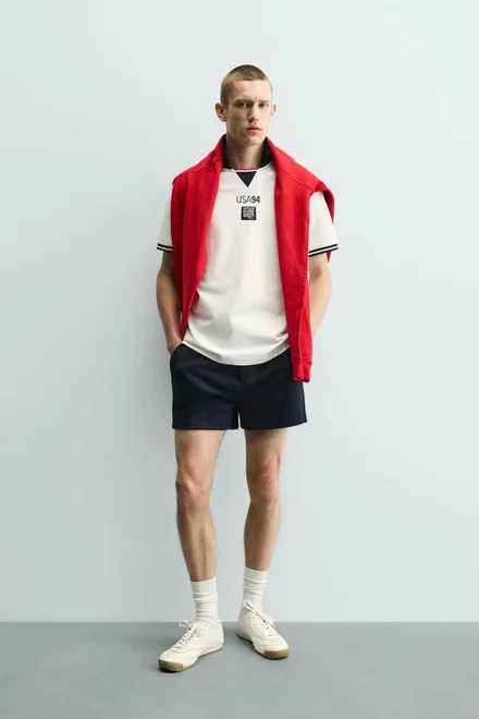 Zara: контрастное поло USA 94, FIFA Classics